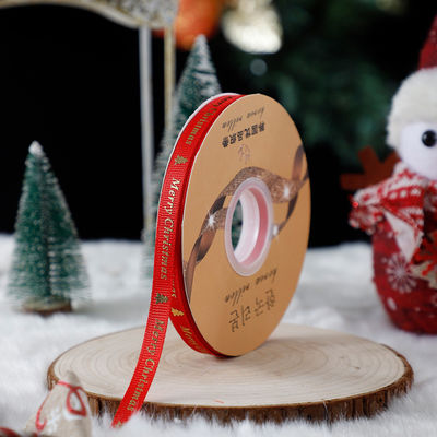 1cm*45m Chritsmas Ribbon Printed untuk Pengemasan Hadiah dan Aksesoris Pakaian