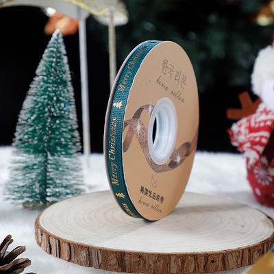 1cm*45m Chritsmas Ribbon Printed untuk Pengemasan Hadiah dan Aksesoris Pakaian