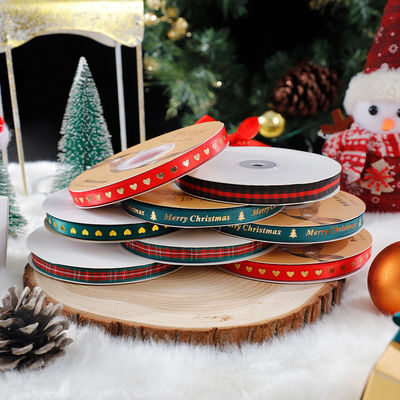 1cm*45m Chritsmas Ribbon Printed untuk Pengemasan Hadiah dan Aksesoris Pakaian