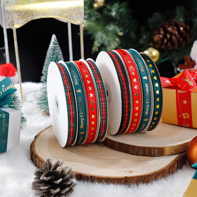 1cm*45m Chritsmas Ribbon Printed untuk Pengemasan Hadiah dan Aksesoris Pakaian