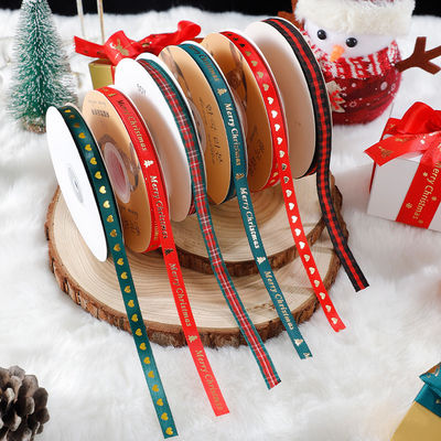 1cm*45m Chritsmas Ribbon Printed untuk Pengemasan Hadiah dan Aksesoris Pakaian
