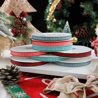 1cm*45m Chritsmas Ribbon Printed untuk Pengemasan Hadiah dan Aksesoris Pakaian