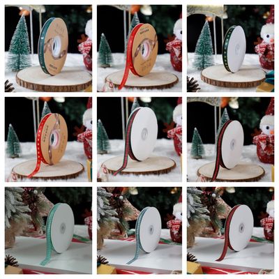 1cm*45m Chritsmas Ribbon Printed untuk Pengemasan Hadiah dan Aksesoris Pakaian