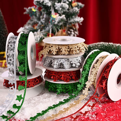 3cm*5y pita Ultrasonik Natal untuk kemasan hadiah dan aksesoris pakaian