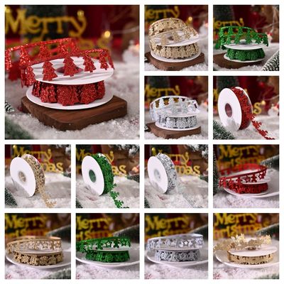 3cm*5y pita Ultrasonik Natal untuk kemasan hadiah dan aksesoris pakaian