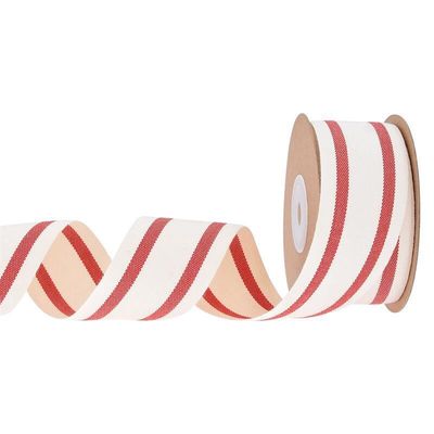 10mm-38mm*10y pita katun bergaris hitam dan merah untuk kemasan hadiah dan aksesoris pakaian