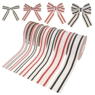10mm-38mm*10y pita katun bergaris hitam dan merah untuk kemasan hadiah dan aksesoris pakaian