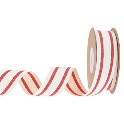 10mm-38mm*10y pita katun bergaris hitam dan merah untuk kemasan hadiah dan aksesoris pakaian