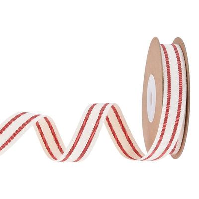 10mm-38mm*10y pita katun bergaris hitam dan merah untuk kemasan hadiah dan aksesoris pakaian