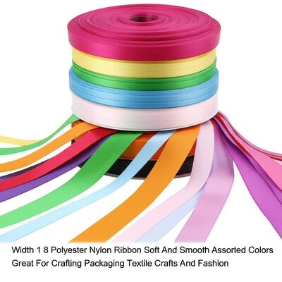 Lebar 1 8 Polyester Nylon Ribbon Lembut Dan Lemes Berbagai warna Bagus untuk Kerajinan Kemasan Kerajinan Tekstil Dan Mode